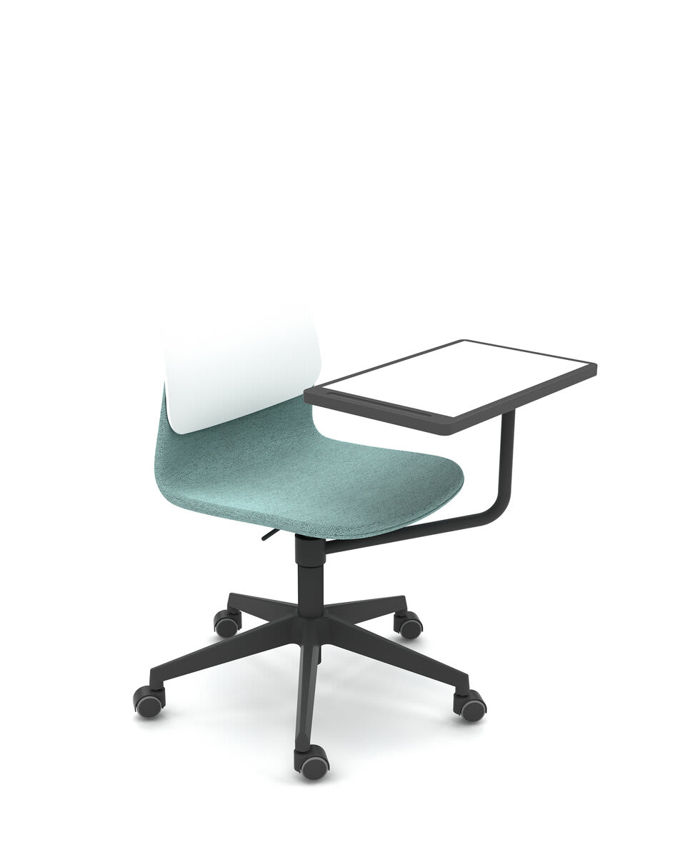 Basique - Chaise giratoire étudiant avec tablette, assise PP tapissée avant et arrière, dossier PP - Klik