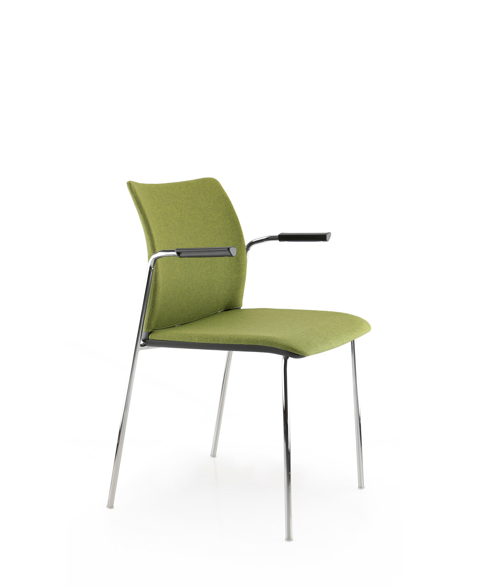 Fauteuil 4 pieds, assise et dos tapissés, accotoirs PP - Adela
