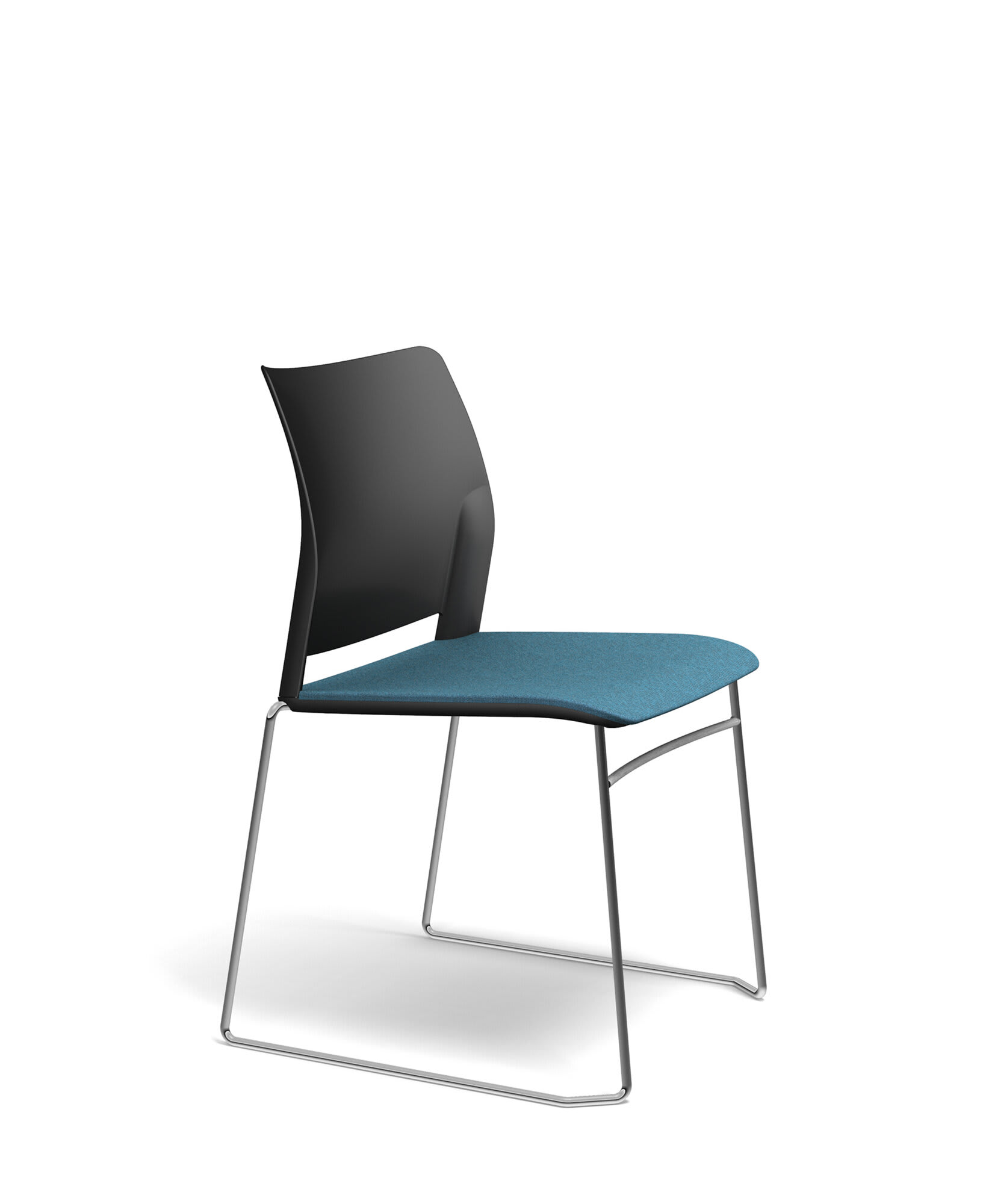 Chaise pieds traineau, assise tapissée et dos PP - Adela