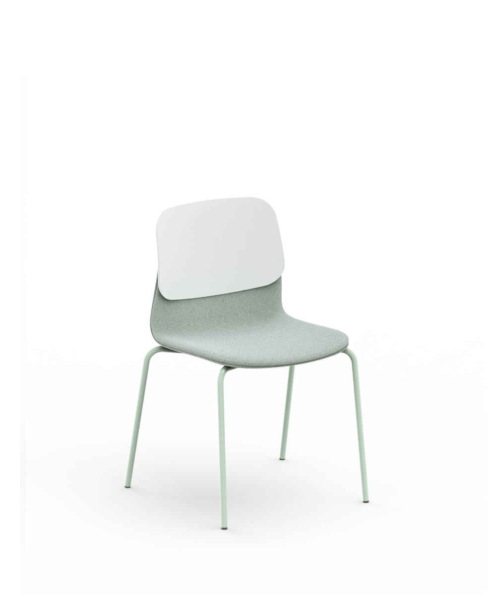 Chaise 4 pieds métal, assise PP tapissée avant et arrière, dossier PP - Klik