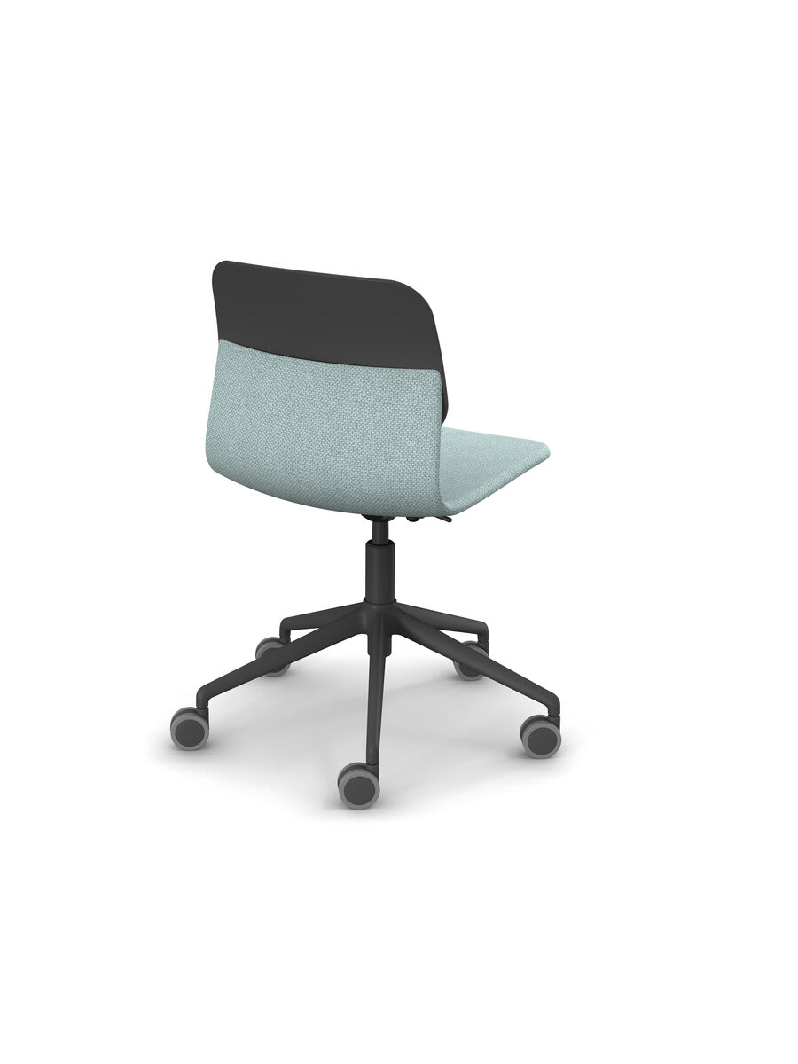 Chaise giratoire, assise PP tapissée avant et arrière, dossier PP - Klik