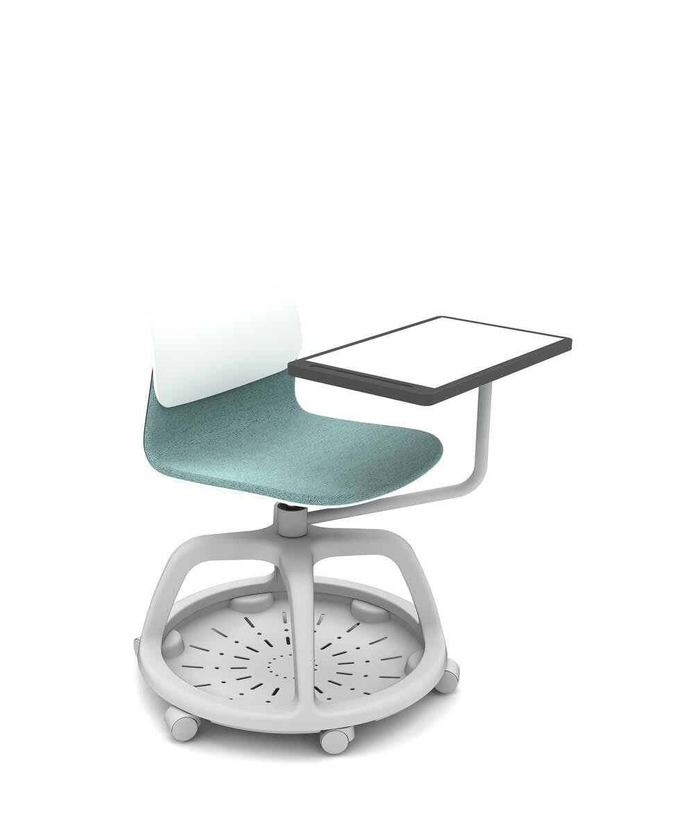 Compact - Chaise giratoire étudiant avec panier PP + tablette, assise PP tapissée avant, dossier PP - Klik