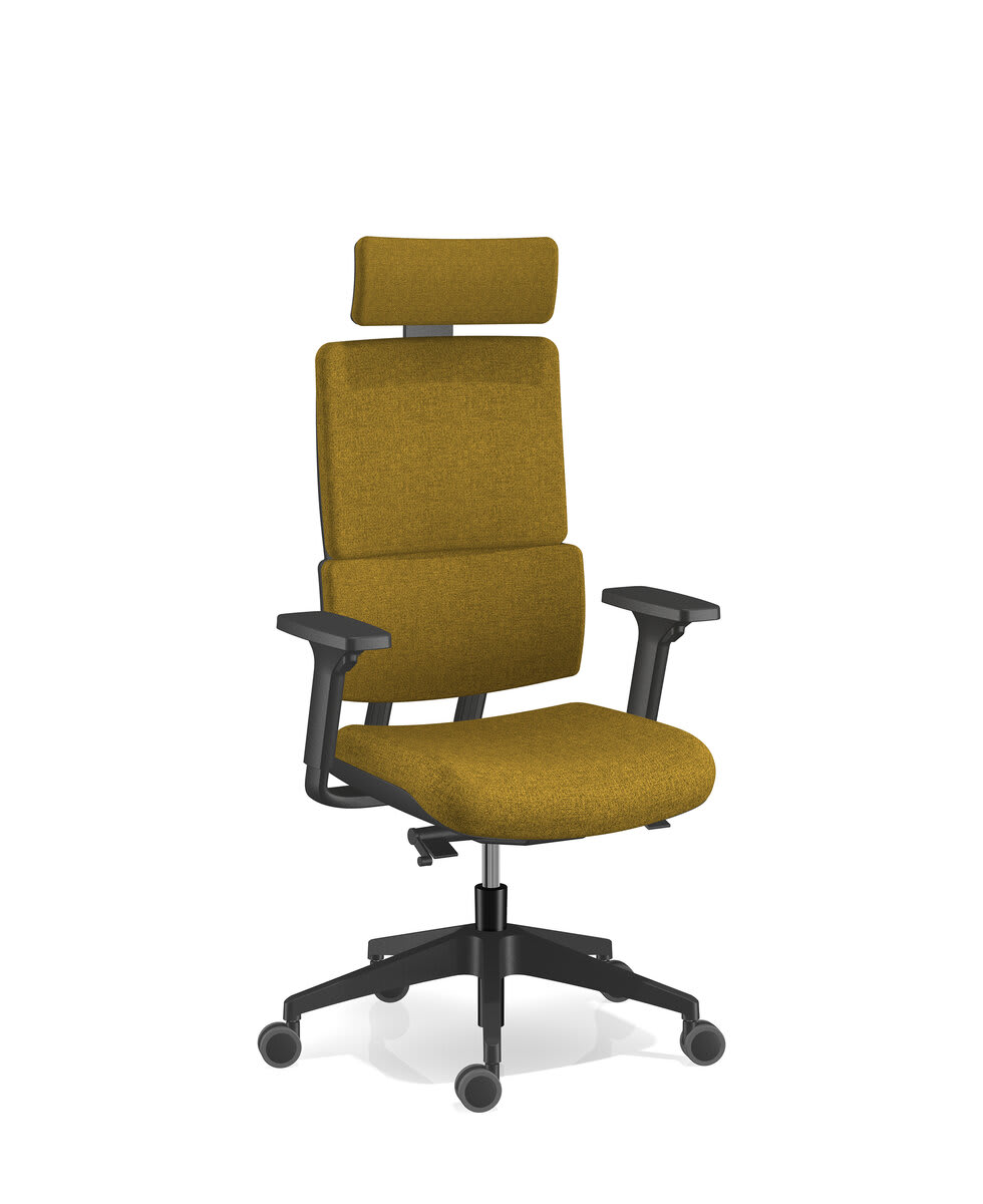 Fauteuil haut dossier avec têtière, base nylon noir - Wi-Max