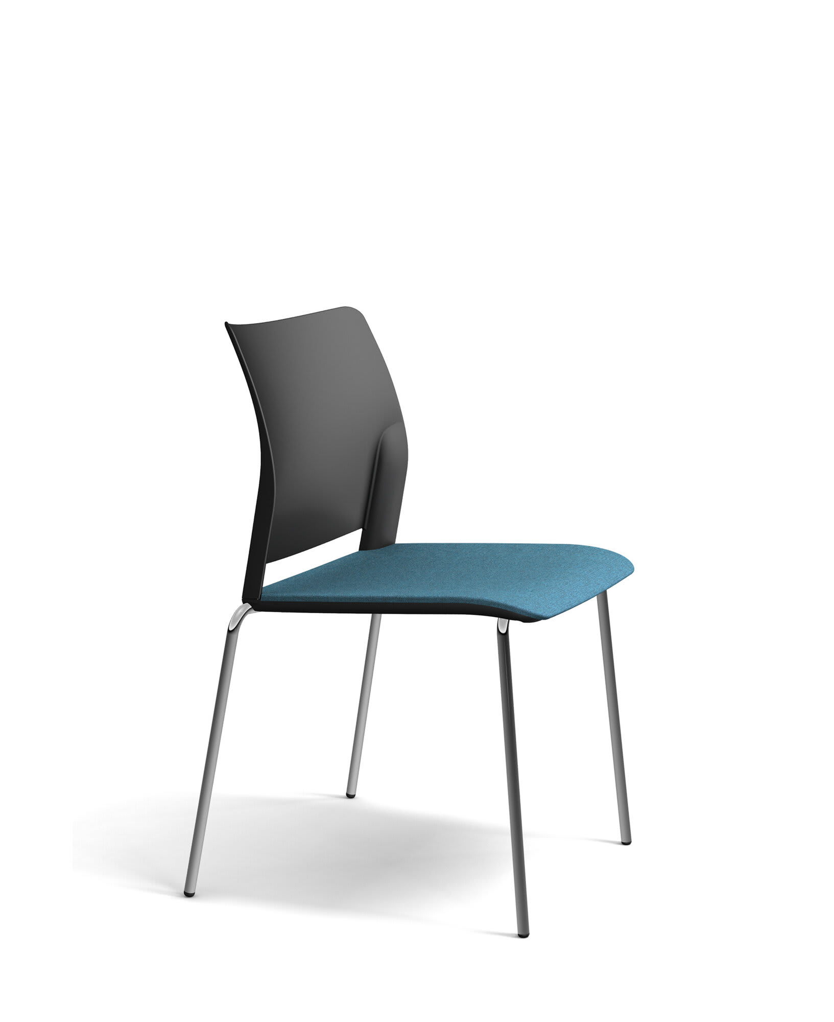 Chaise 4 pieds, assise tapissée et dos PP - Adela