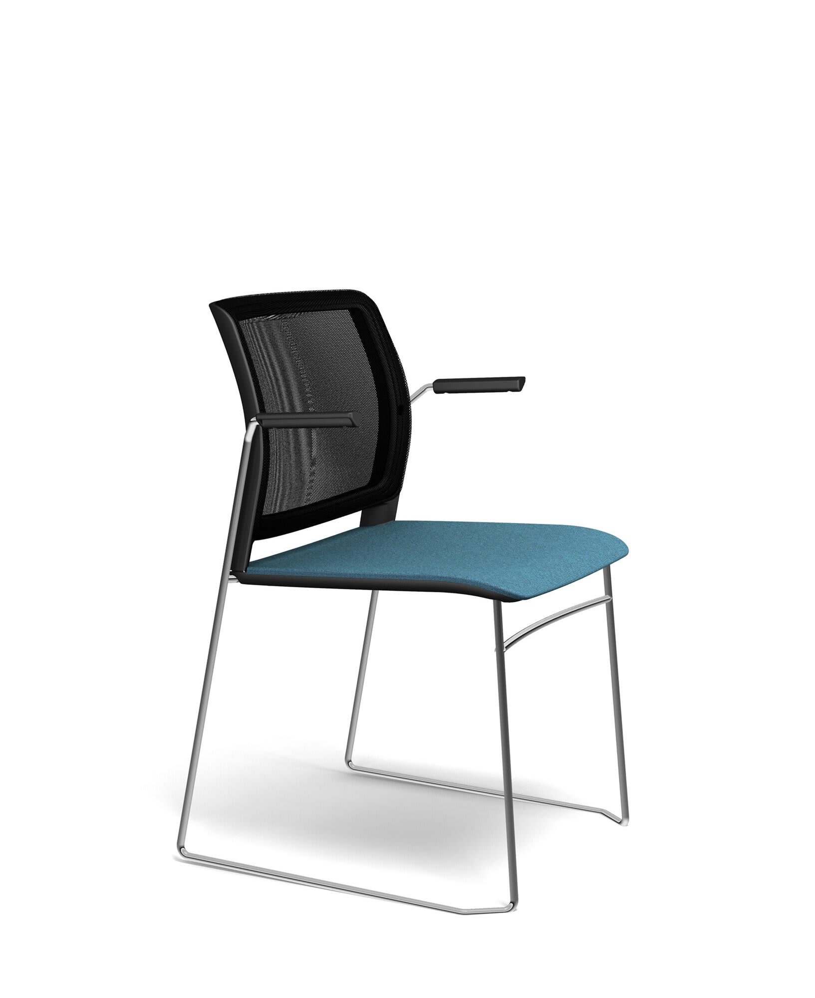 Fauteuil pieds traineau, assise tapissée, dos et accotoirs PP - Adela