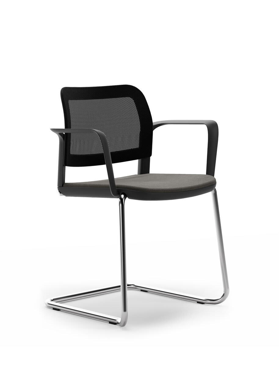 Fauteuil luge, assise tapissée, dos PP - Adio