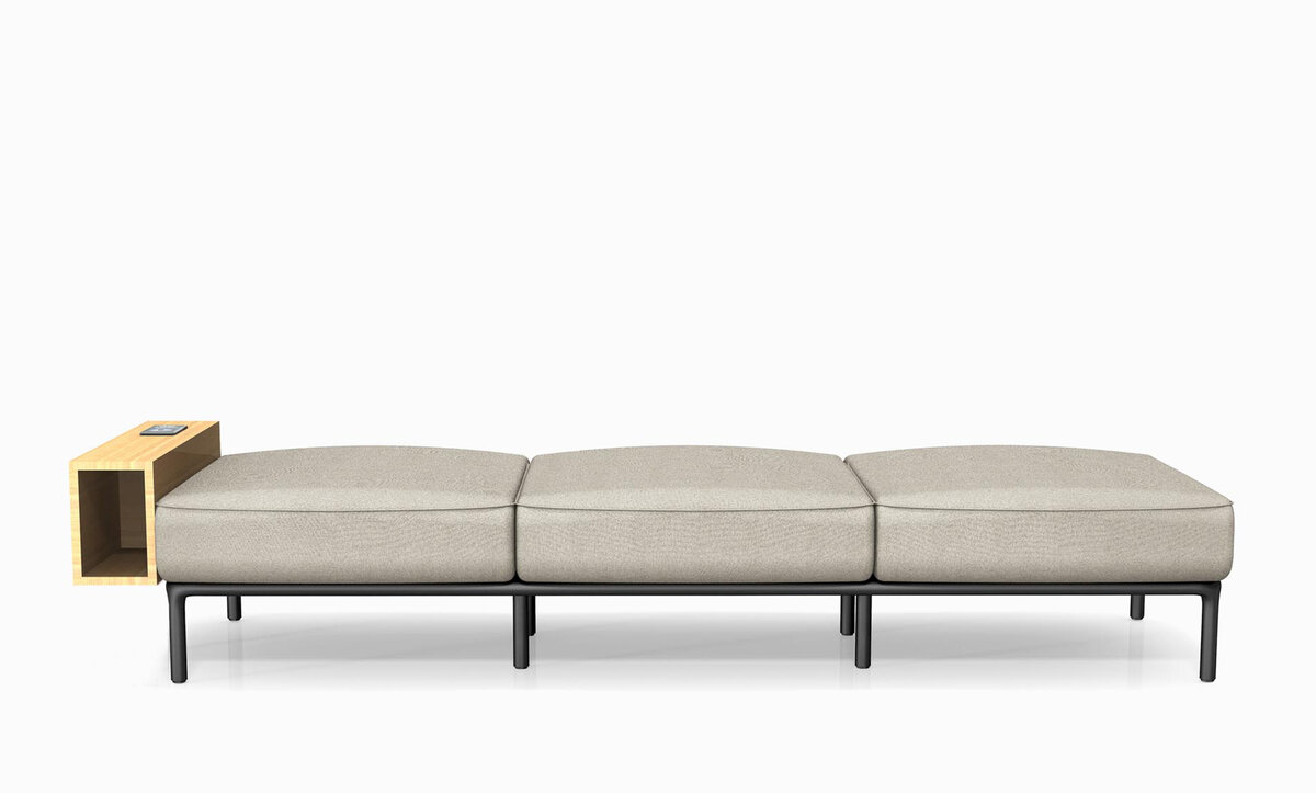 Banc 3 places, avec tablette de rangement bois - Rhune