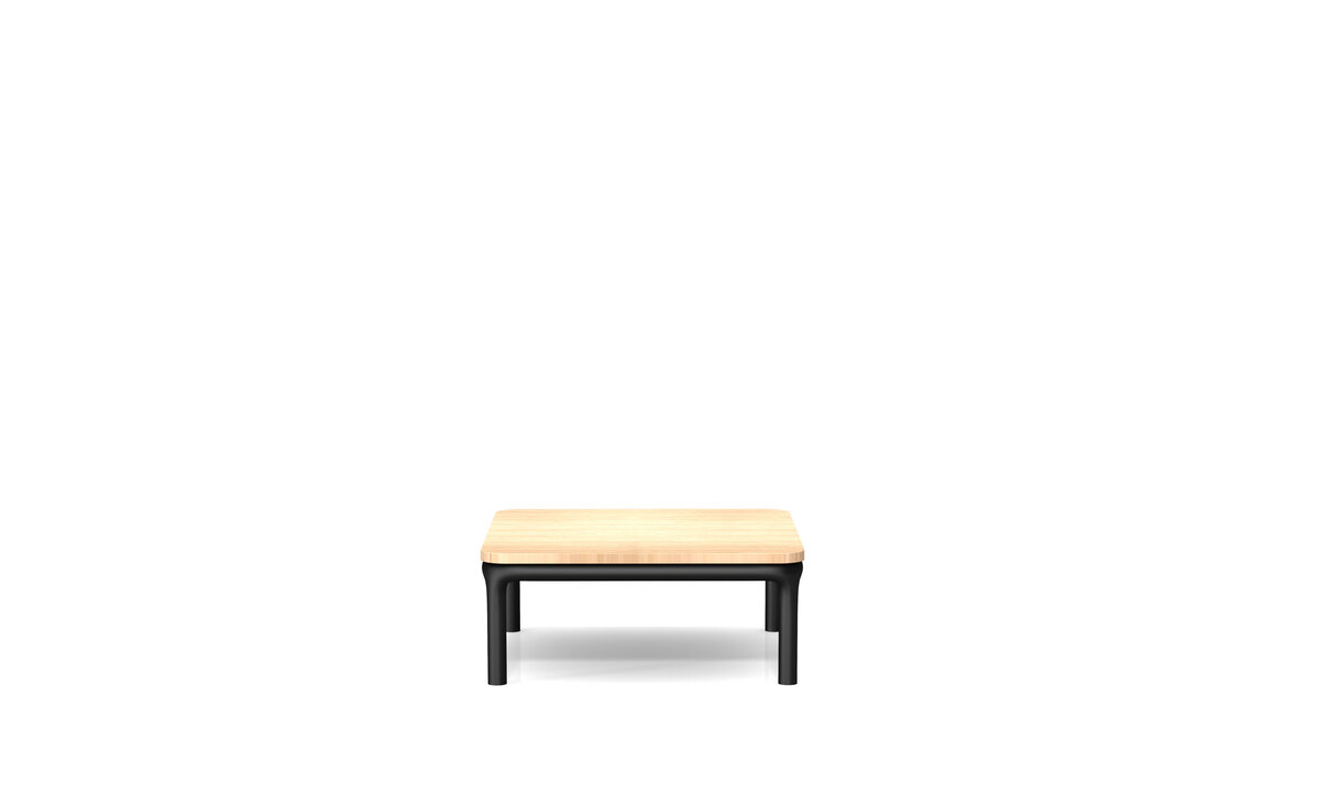 Table basse carrée 60 x 60 cm avec plateau décor chêne blanchi fixé - Rhune