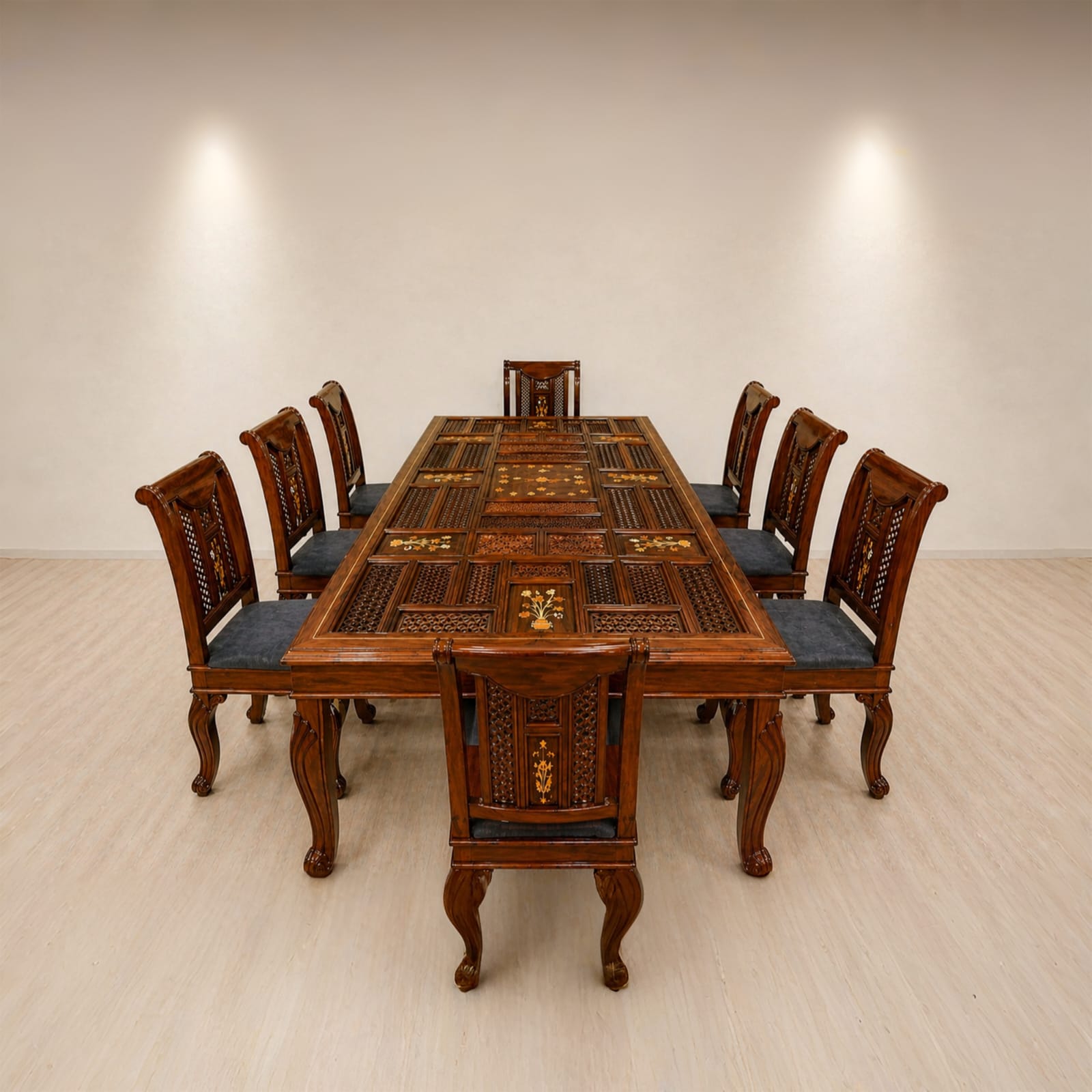 Dinning Set 8 Chairs and Table with Glass Top