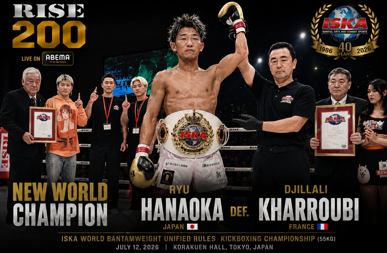 Ryu Hanaoka Crowned ISKA World Bantamweight Champion at Historic RISE 200
