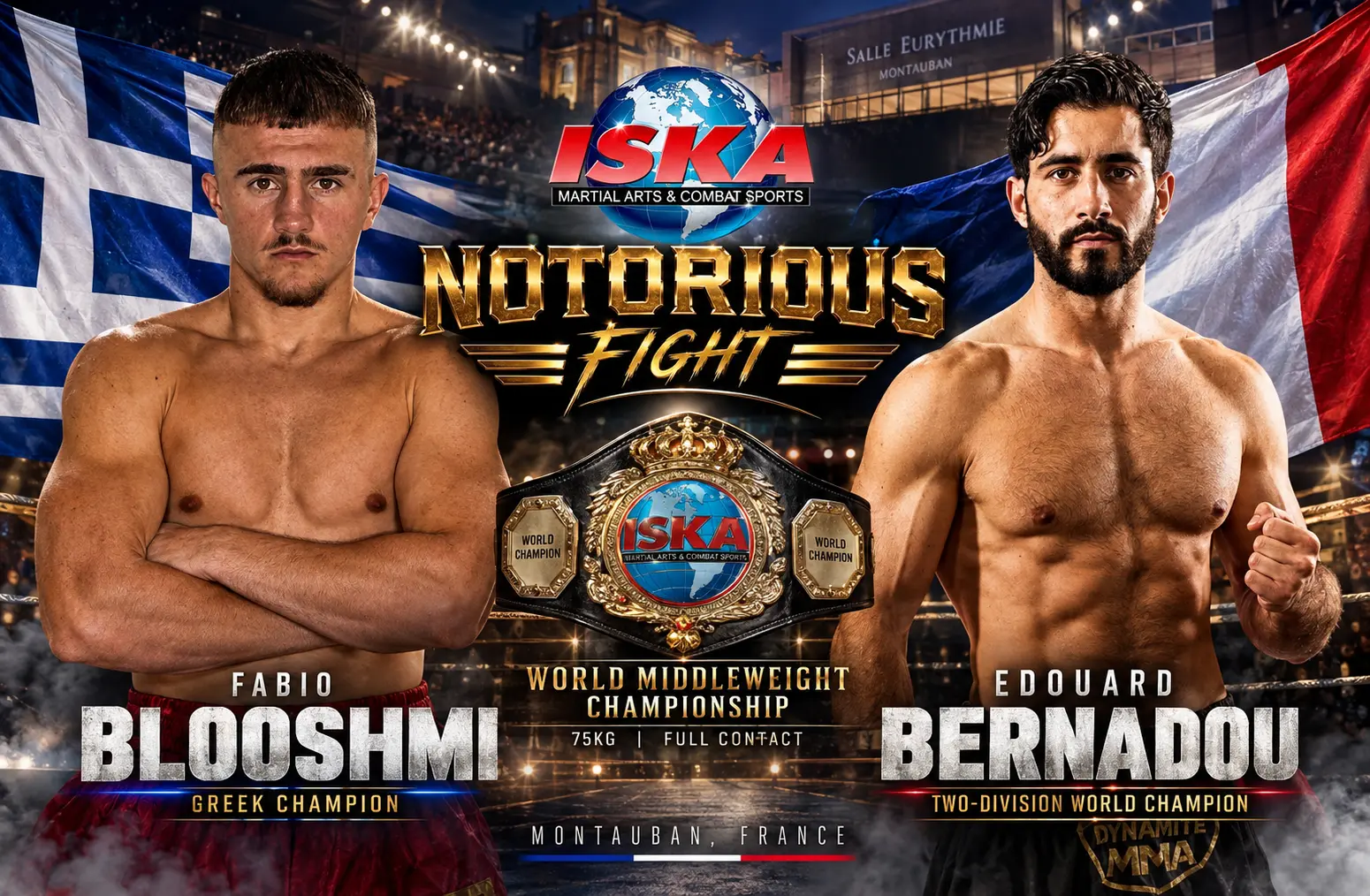 ISKA World Title: Bernadou Moves Up to Face Blooshmi at NOTORIOUS FIGHT ISKA World Title: Bernadou Moves Up to Face Blooshmi at NOTORIOUS FIGHT