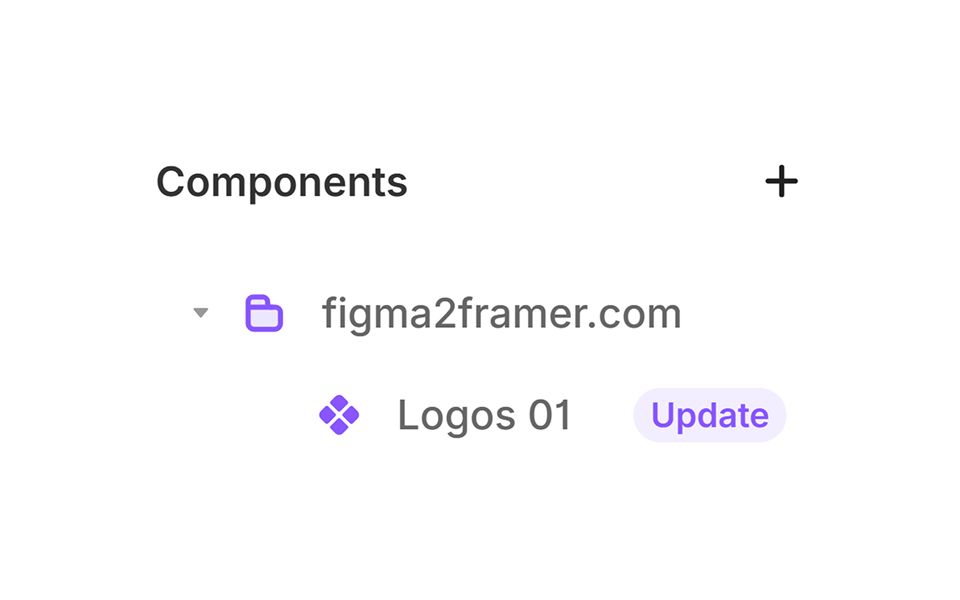 Imported Component visible in Framer project under Assets → figma2framer.com