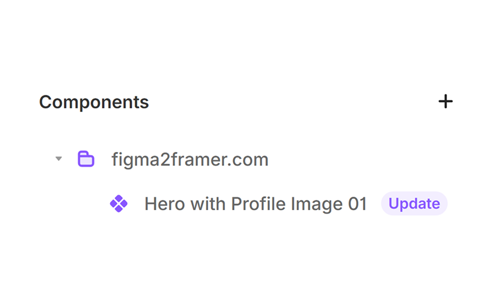 Imported Section Component visible in Framer project under Assets → figma2framer.com