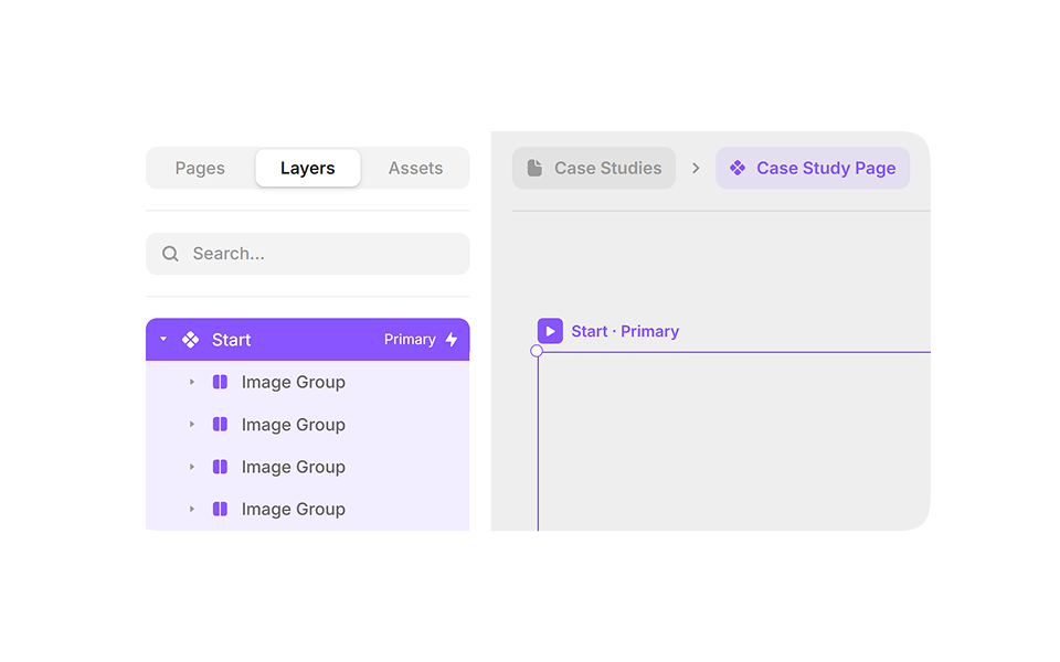 Framer editor displaying available Component Variants for selection