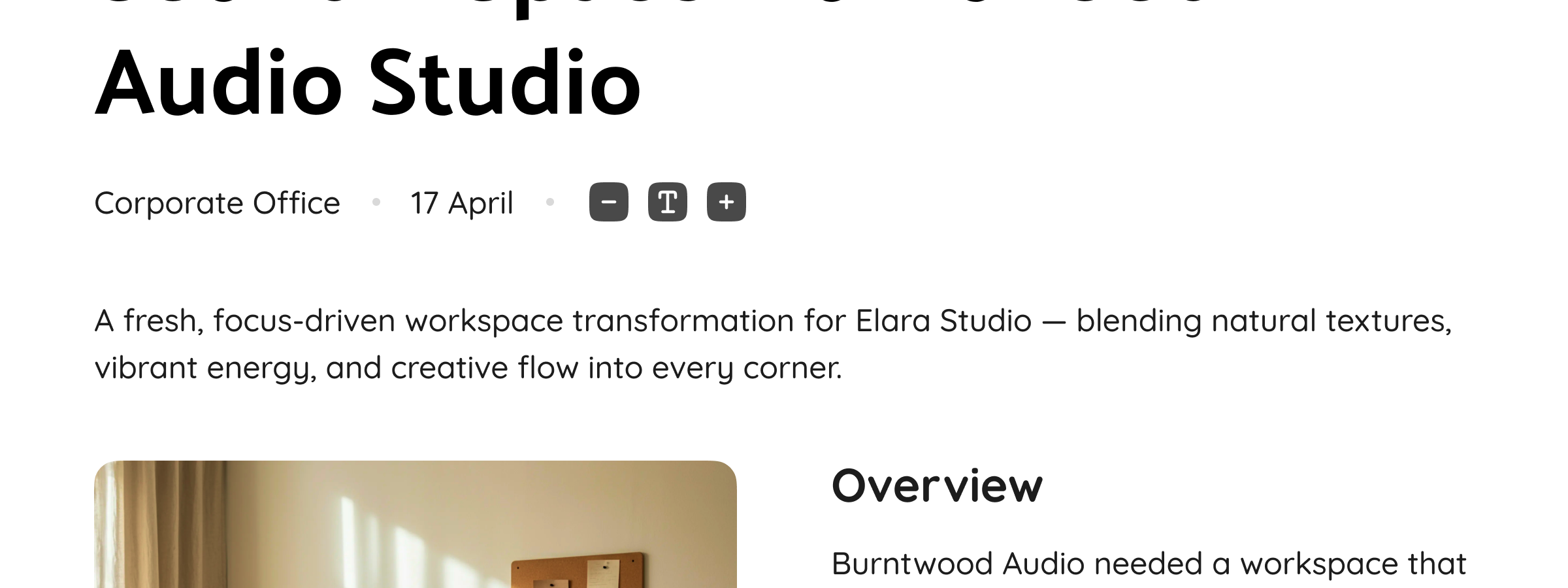 Utility section showing Text Size Controls Framer code component applied to article content and headings.