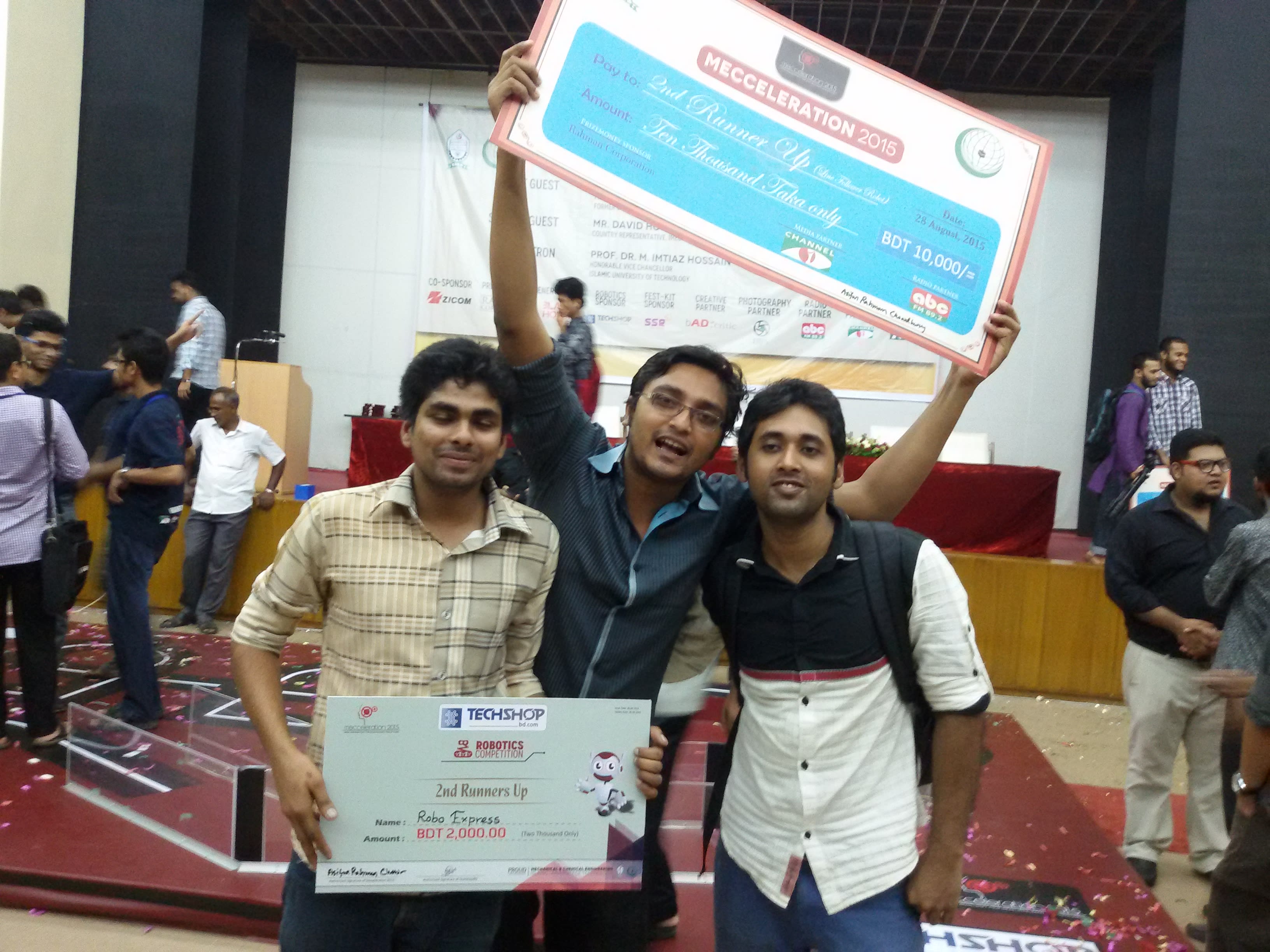 Celebrating our 2nd Runner-up finish with the Mecceleration and TechShop prize cheques