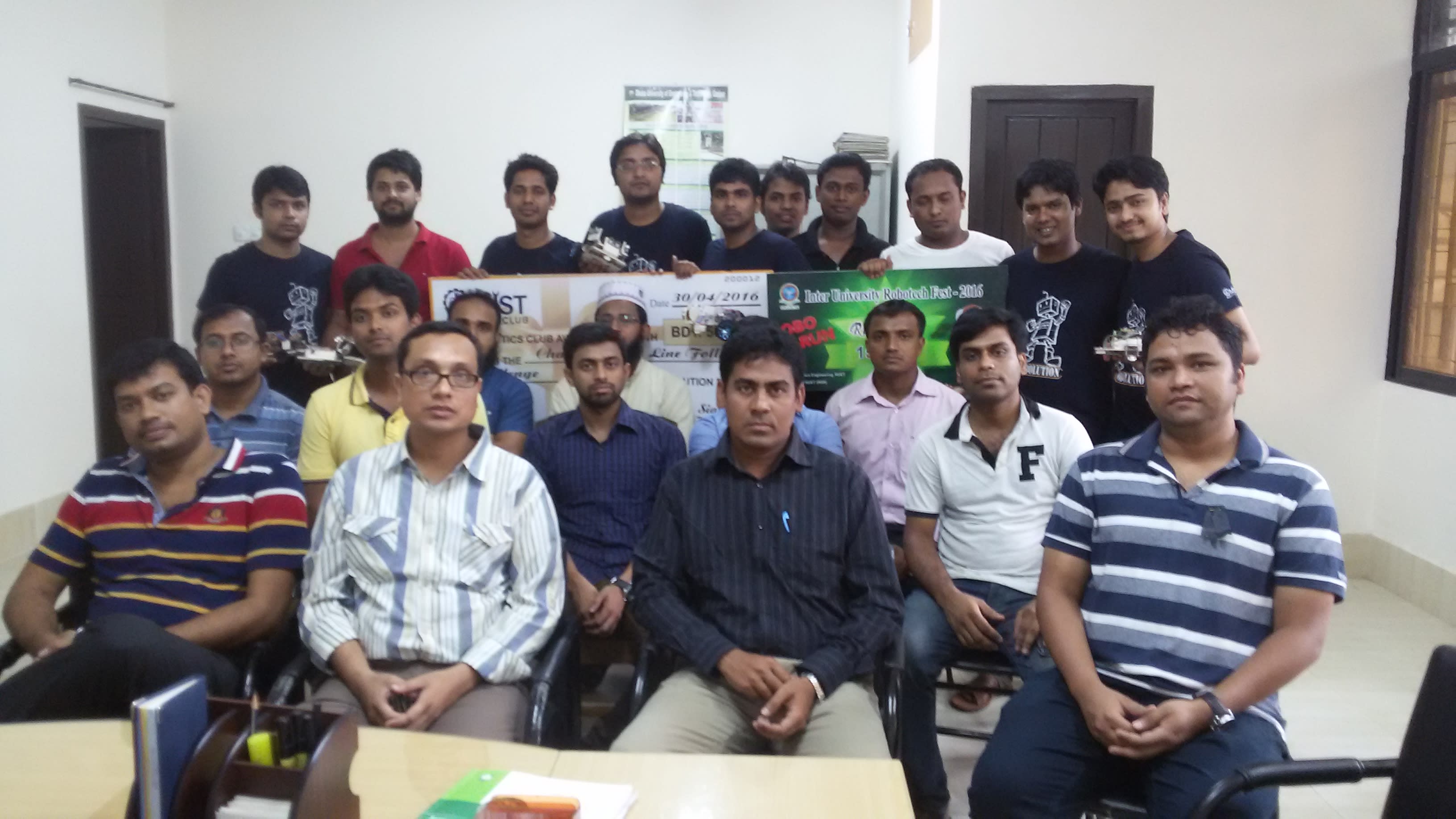 With the Head of the EEE Department, the Dean and our respected teachers, celebrating the ROBOLUTION 2016 championship