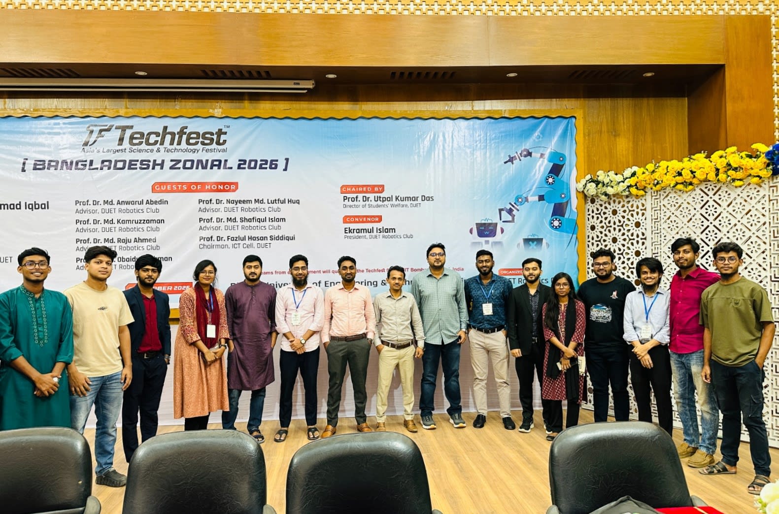With guests, judges and the DUET Robotics Club organising team
