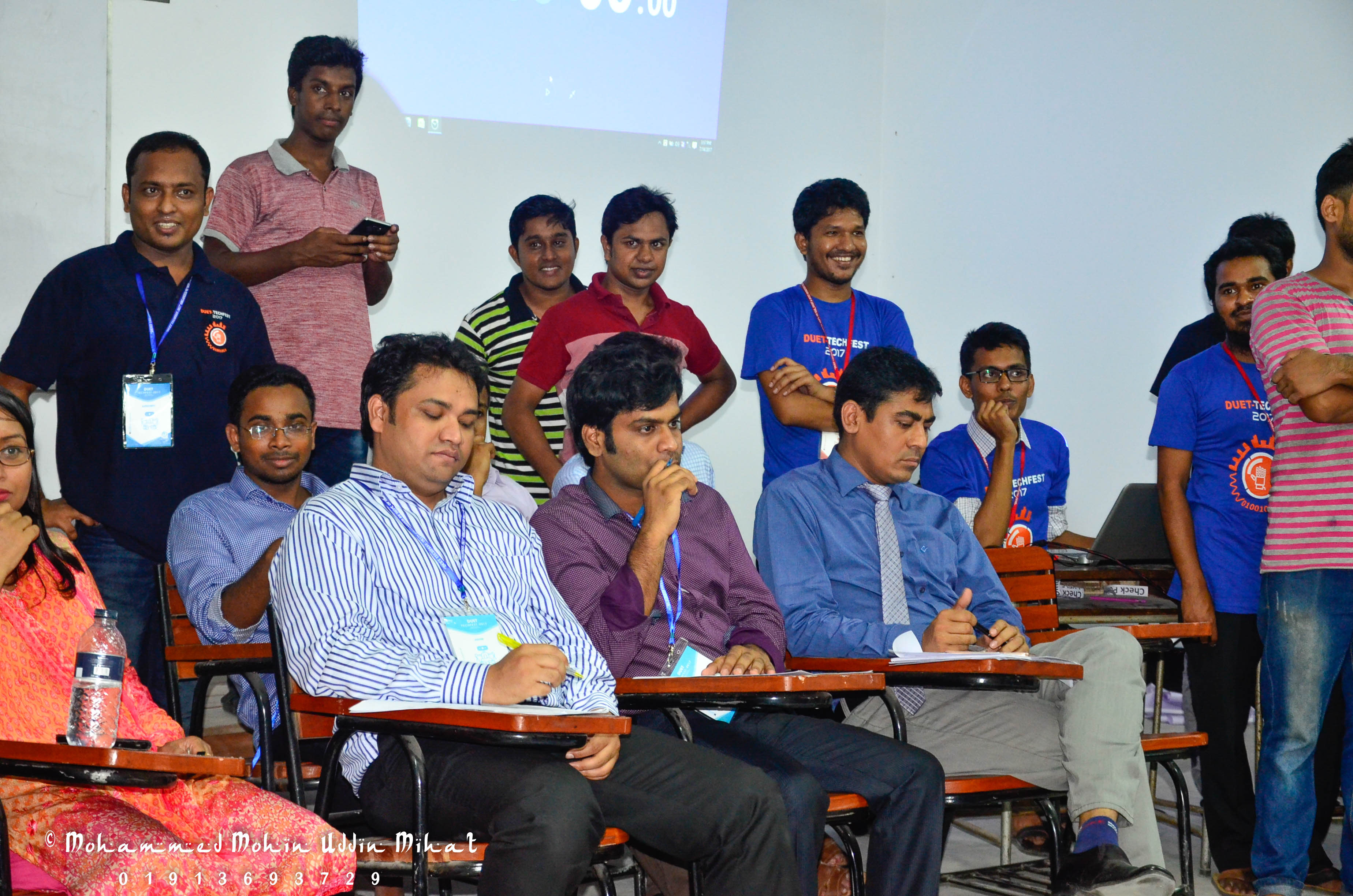The panel of judges evaluating competitors, supported by the DUET TECHFEST 2017 organising team