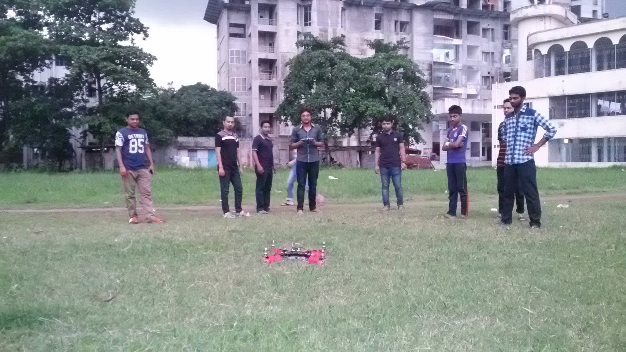 An early test session on the DUET playground, as the team worked to fix the drone’s balance