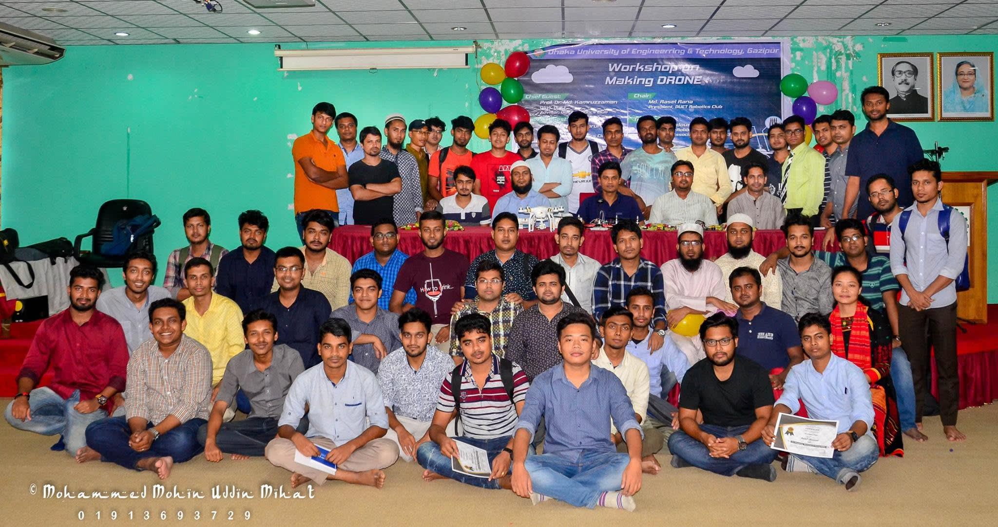 Participants, guests and organisers of the Workshop on Making Drone at DUET, Gazipur