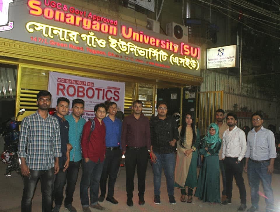 With the organising team outside Sonargaon University after the workshop