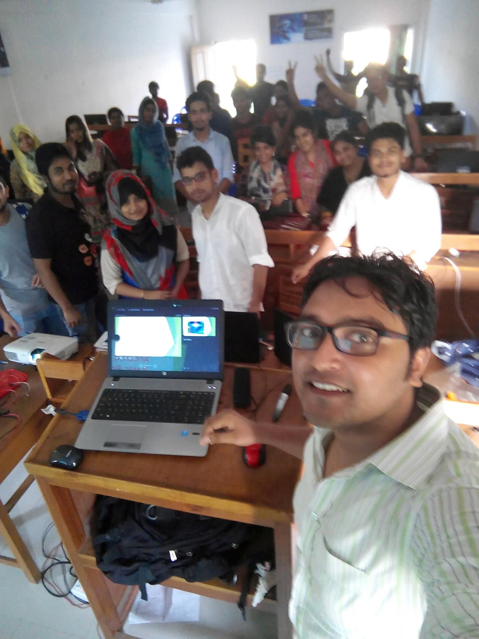 With the workshop participants in the classroom