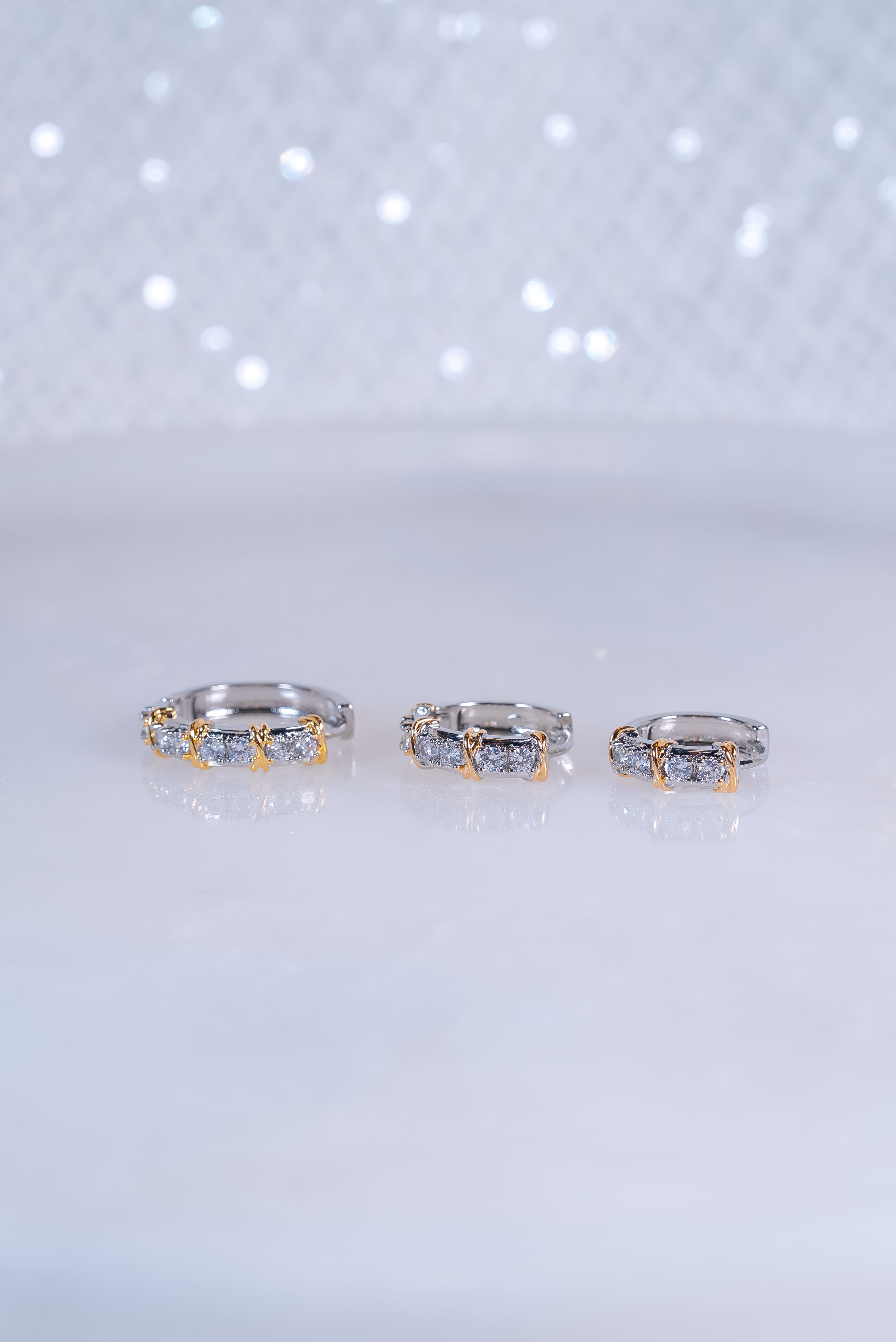 Gümüş Gold Sıralı Halka Küpe