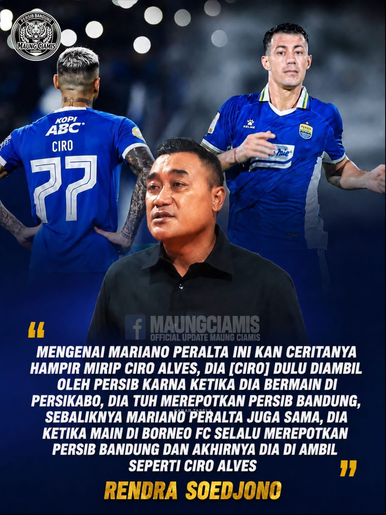 Samakan Mariano Peralta dengan Ciro Alves, Rendra Soedjono Soroti Lini Depan Anyar Persib Bandung