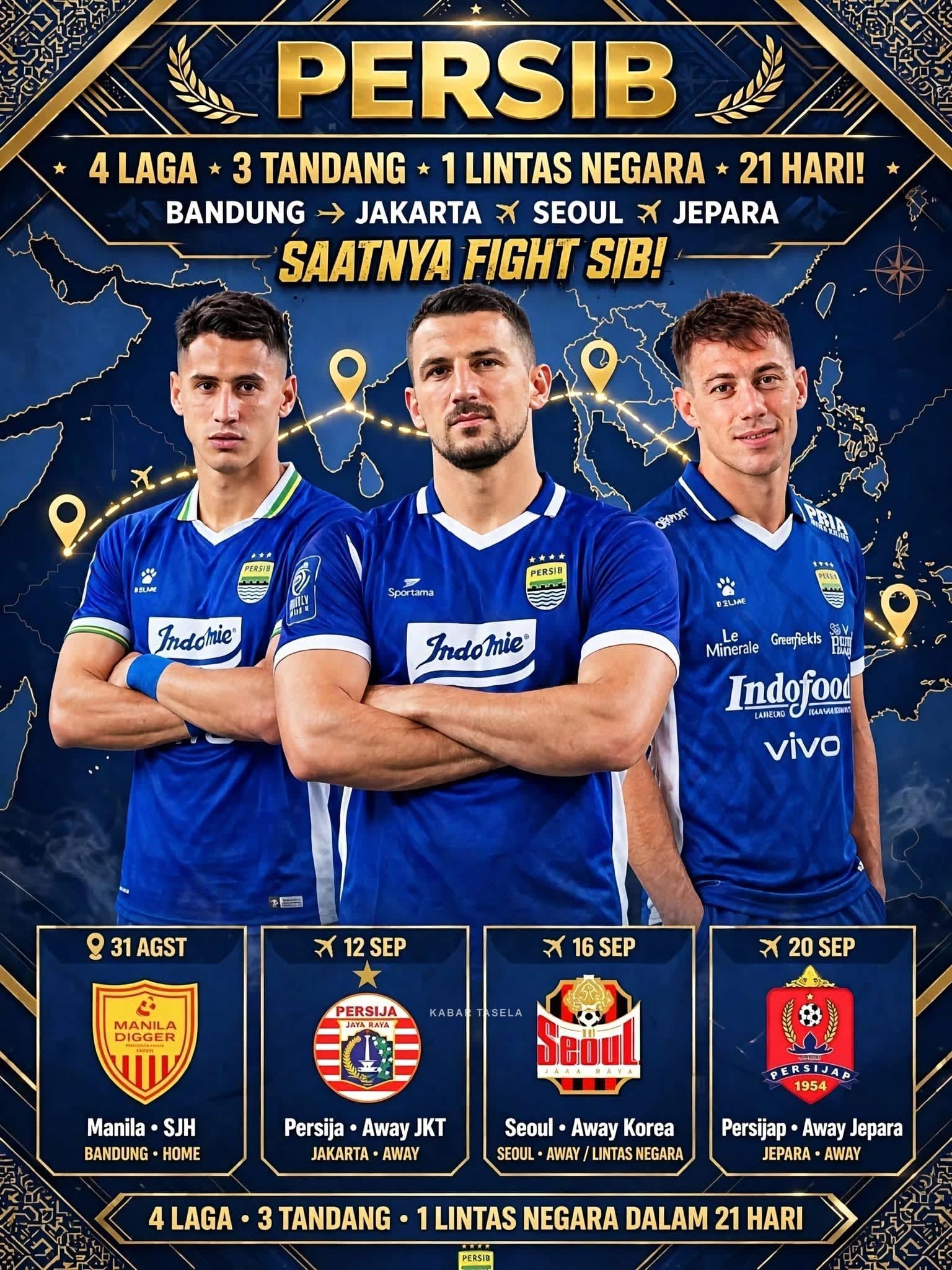 Jadwal Neraka Persib Bandung: 4 Laga, 3 Away, dan Perjalanan 10.000 KM dalam 21 Hari!
