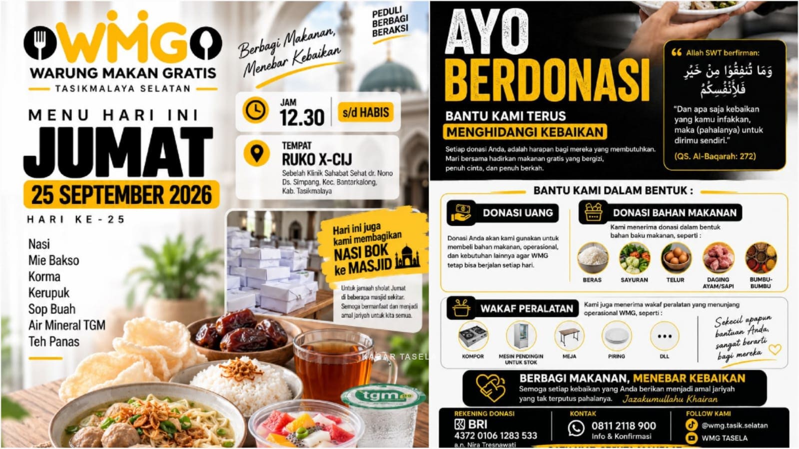 Masuk Hari ke-25, Warung Makan Gratis Tasikmalaya Selatan Konsisten Sediakan Ratusan Porsi Makanan untuk Pejuang Nafkah