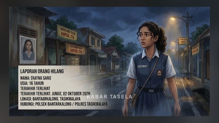 Pamit Beli Makan dari Kosan di Simpang Bantarkalong, Siswi SMK di Tasikmalaya Dilaporkan Hilang