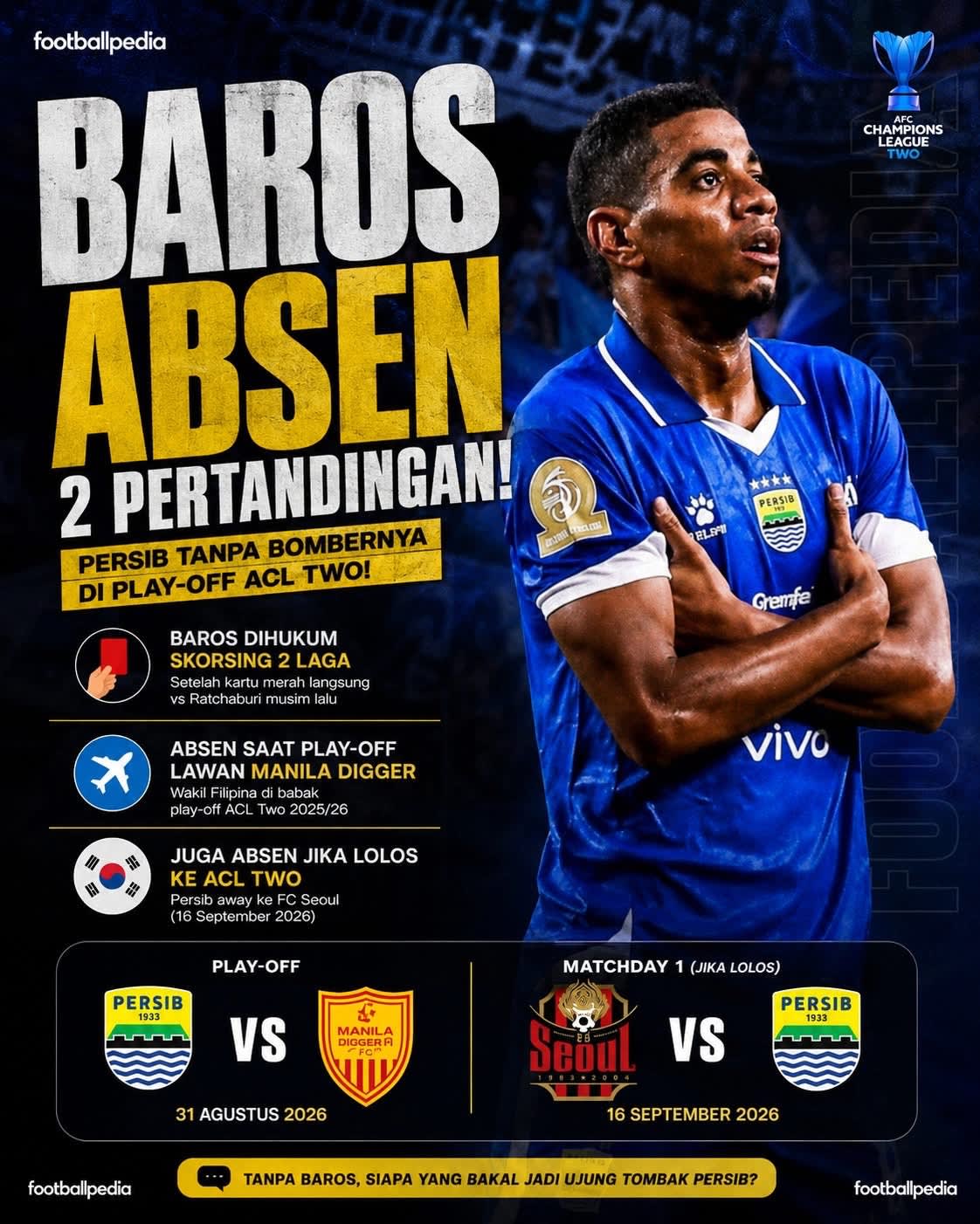 Kena Sanksi Kartu Merah, Ulliam Baros Terpaksa Absen Bela Persib di Kancah Asia