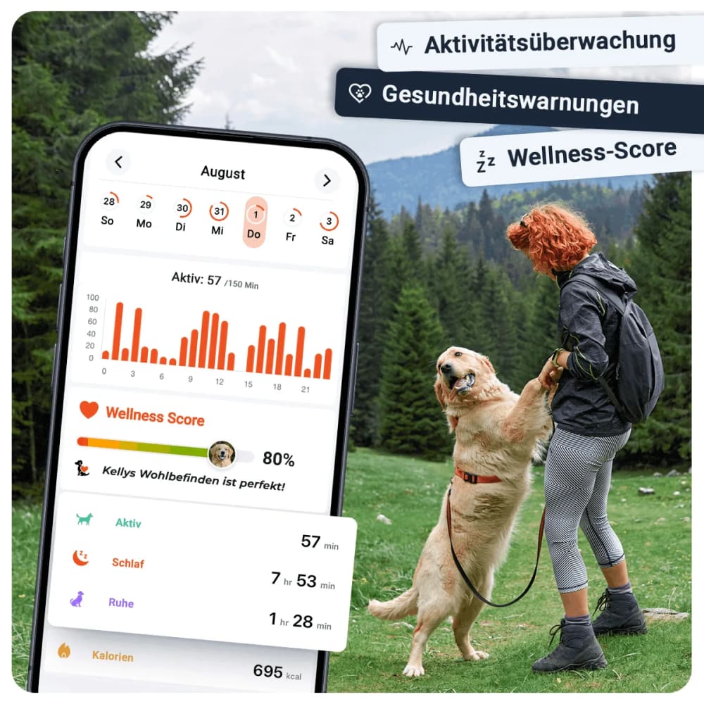 PET Finder 4G Mini: pettracker mit Gesundheits- & Aktivitätsmonitoring