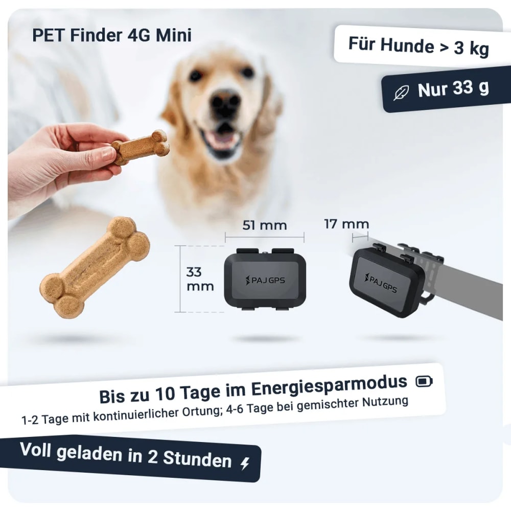 PET Finder 4G Mini: PAJ GPS Tracker für Hunde Maße