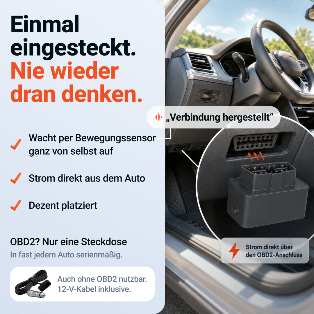 PAJ Blitzer- und Gefahrenwarner im OBD2-Anschluss unter dem Lenkrad eingesteckt, bezieht Strom direkt aus dem Fahrzeug und startet automatisch