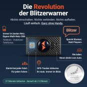 Funktionsüberblick des PAJ Blitzer- und Gefahrenwarners: eigene Multi-Netz-SIM, Sprachansage statt Piepsen, Strom aus dem Auto und GPS-Tracker