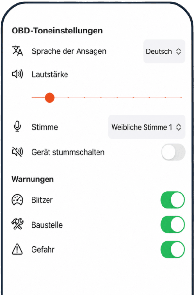 Toneinstellungen des Blitzerwarners in der FINDER App