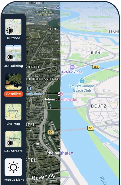 Streckenhistorie 365 Tage plus Satelliten- und 3D-Karten in der FINDER App