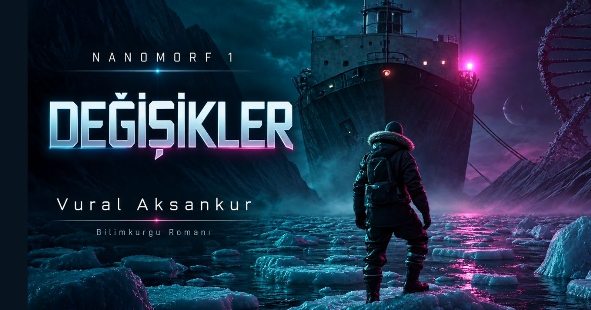 Nanomorf 1 Değişikler için karanlık şehir üzerinde kırmızı gökyüzü