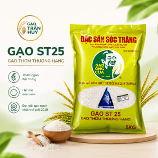 🌾 Gạo ST25 Ông Cua Chính Hãng Túi 5kg – Gạo Ngon Nhất Thế Giới Cơm Mềm Dẻo Thơm Tự Nhiên