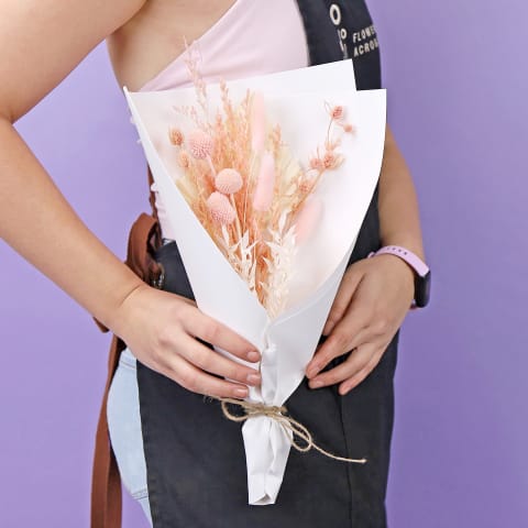 Pink Flamingo Dried Posy  - Standard 1