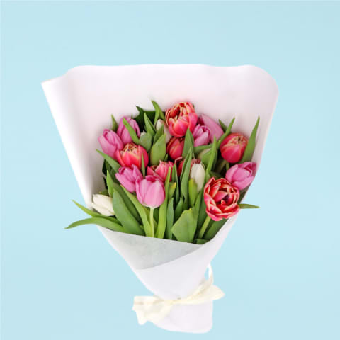 Mixed Pastels Tulip Bunch  - Deluxe 0