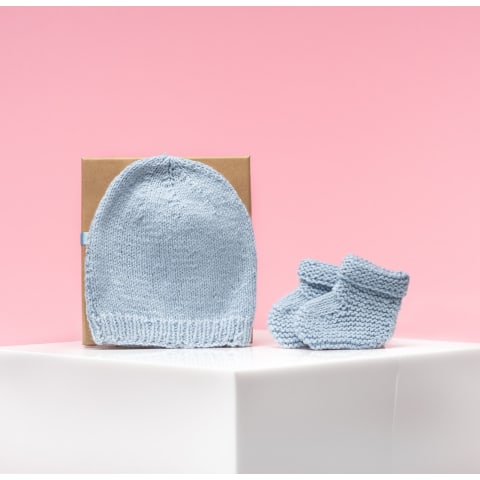 Merino Dusty Blue Baby Gift Set  - Standard 0