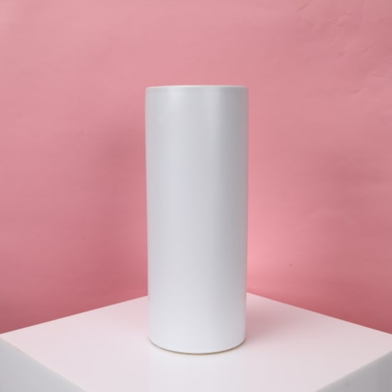 Ceramic Cylinder Vase White (10 x 25cm) - Standard