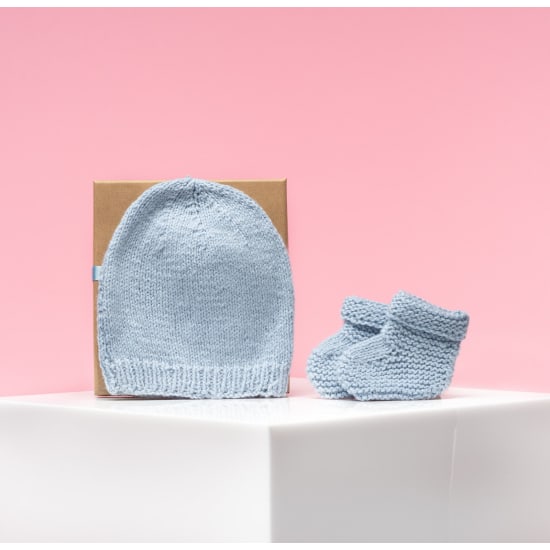 Merino Dusty Blue Baby Gift Set  - Standard