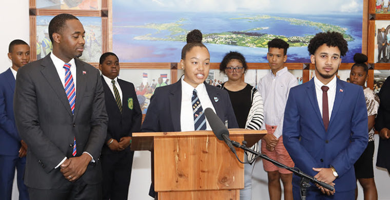A girl giving a Speech