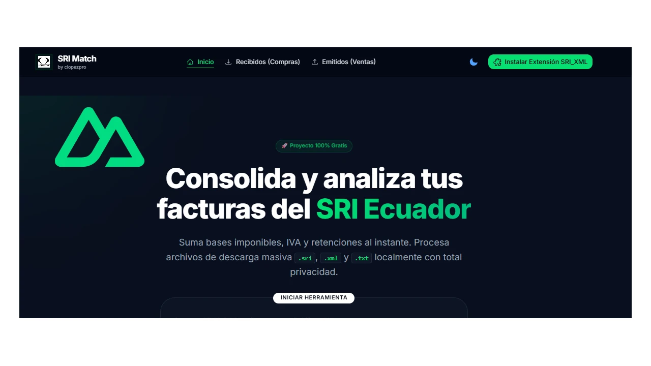 Captura del sistema SRI-MATCH