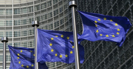 EU flags outside European Commission building