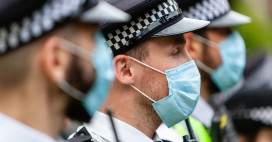 Police wearing face masks